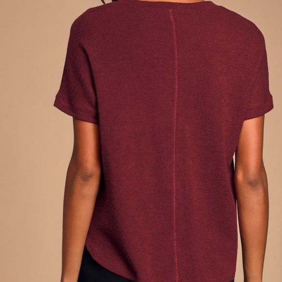 Lulu's True Story burgundy Short sleeve Sweater top - Picture 7 of 8